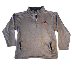 Knights Apparel Arkansas Razorbacks Quarter Zip Pullover Gray Mens Large L